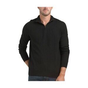 Christian Lacroix Mens 100% Merino Wool Black Quarter Zip Sweater Size L Large